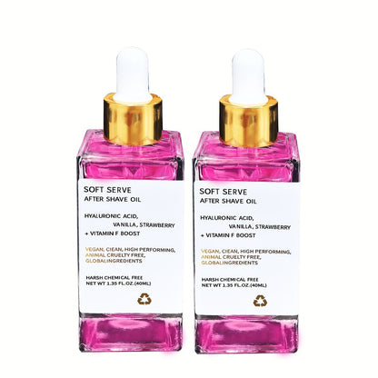 Strawberry Vanilla Beard and After Shave Oil, Two 1.35oz Bottles with Glycerin for Face and Mustache Care