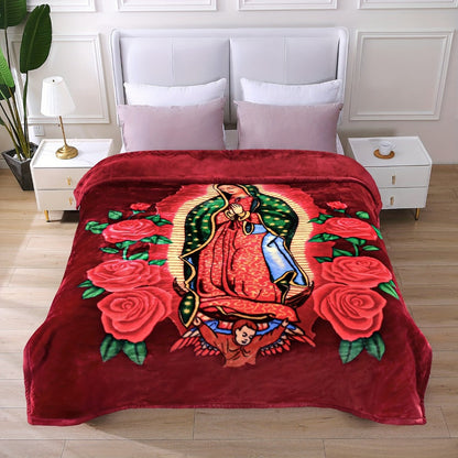 Reversible Plush Blanket 2-Ply 520GSM Milk Velvet - Queen King Size Blanket with Vibrant Animal & Floral Designs