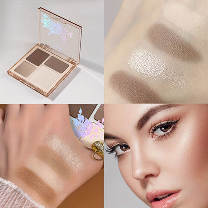 Face Sculpting Contour Palette 4 Colors Matte & Glossy, Multifunctional Bronzer Blush Highlighter & Eyeshadow Palette