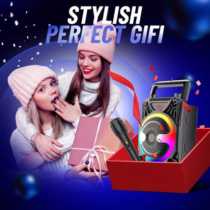 Portable Wireless Karaoke Speaker with Microphone & Bass Boost, TWS Stereo Sound, TF/SD Card Player