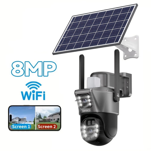 Security Camera Solar 4MP-Labelled Model with 8X Digital Zoom, PIR Detection, Color Night Vision and Three Options