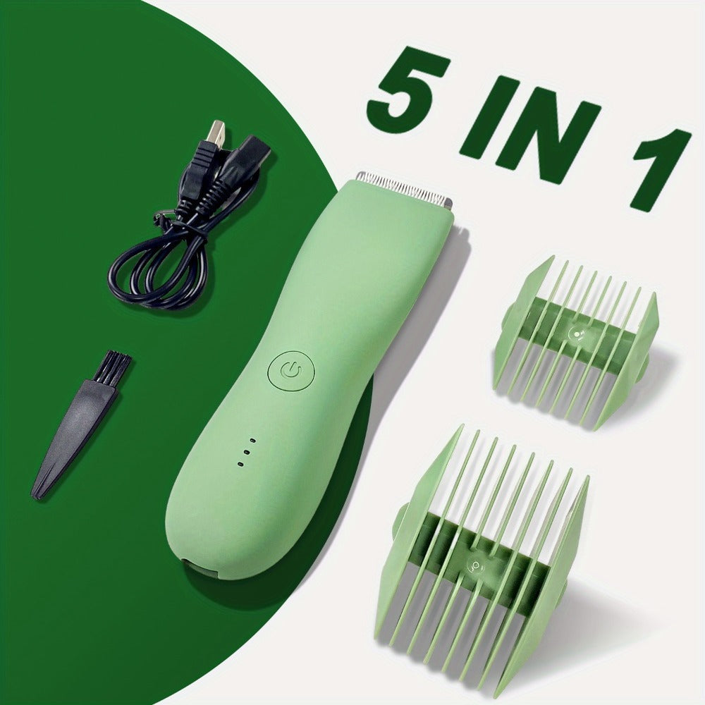 Electric Body Hair Trimmer for Women and Men with Replaceable Ceramic Blades – USB Rechargeable IPX5 Waterproof Pubic Groin Bikini Trimmer