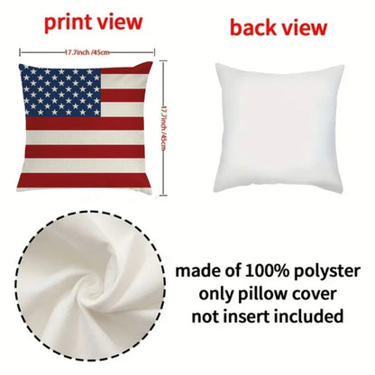 Patriotic Pillowcase Set 4pcs – Stars & Stripes Polyester Pillow Covers, Zipper Closure, Machine Washable