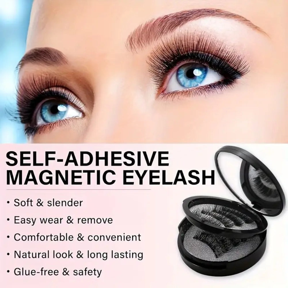 Waterproof 3D Magnetic Lashes 8Pcs Reusable Double Strip False Eyelashes Set with Clips & Glue – Natural Look for Women, Daily Wear