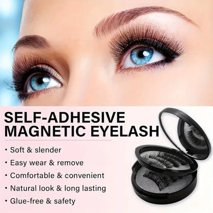 Waterproof 3D Magnetic Lashes 8Pcs Reusable Double Strip False Eyelashes Set with Clips & Glue – Natural Look for Women, Daily Wear
