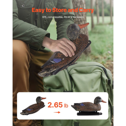 Duck Decoys 6-Pack – Realistic Floating Teal Decoy Set with Bionic Painting, XPE Compression Storage, 3 Male & 3 Female Ducks for Hunting