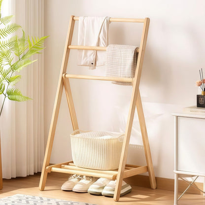 Bamboo Drying Rack 3 Tier Foldable with Storage Box – Space Saving Freestanding Clothes Hanger for Apartment, Bedroom, Bathroom & Balcony