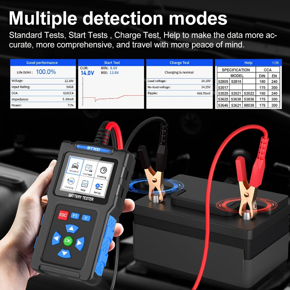 Car Battery Tester 12V 24V 20-2000 CCA Automotive Battery Load Tester and Alternator Tester for AGM GEL Lead-Acid Batteries Multi-Language