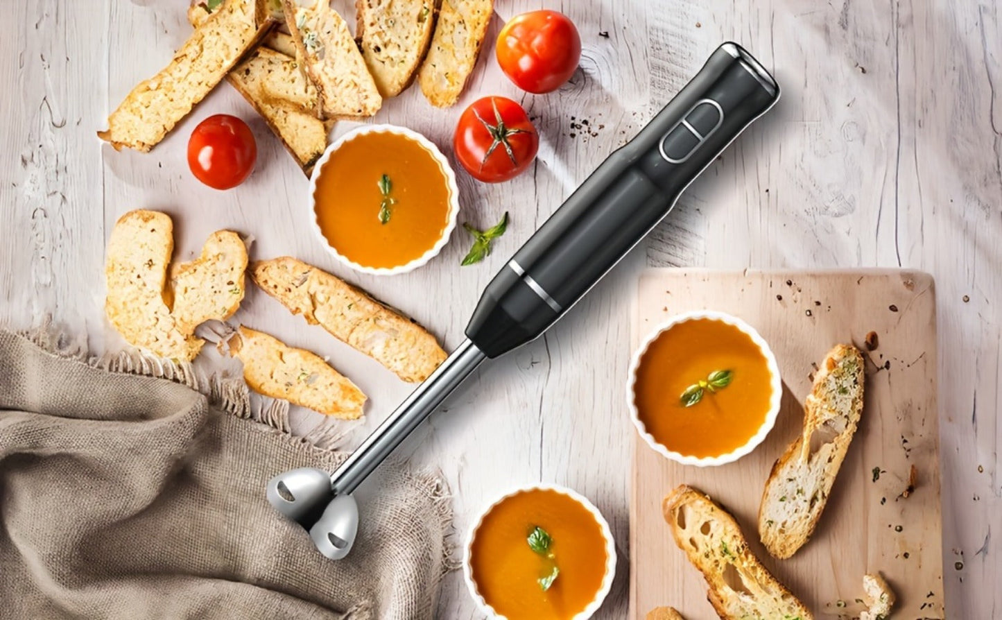 Corded Immersion Blender with Stainless-Steel-Look Blending Head, Two Controls and 38cm Height