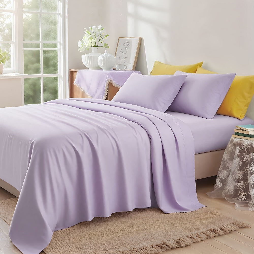 Fitted Sheet Set Deep Pocket | Soft Cooling Breathable Bedding 3-4pcs Fade-Resistant All-Season for Twin Full Queen King