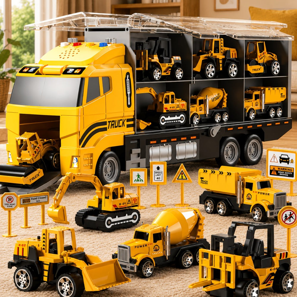 13-in-1 Construction Truck Vehicle Toy Set with Die-Cast Metal Cars & Play Mat with the Listed Color, Size or Set Options for Everyday Use
