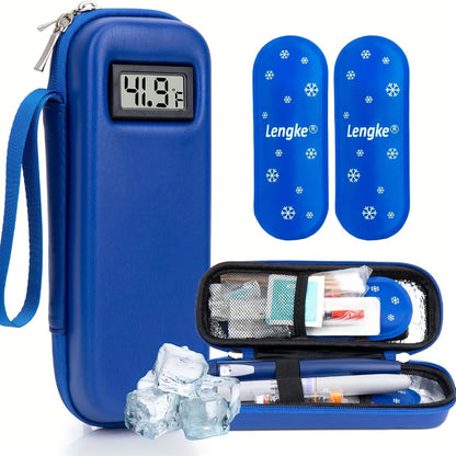 Insulin Cooler Travel Case with Temperature Display, Portable Diabetic Medication Bag with 2 TSA Approved Ice Packs for Insulin Pens