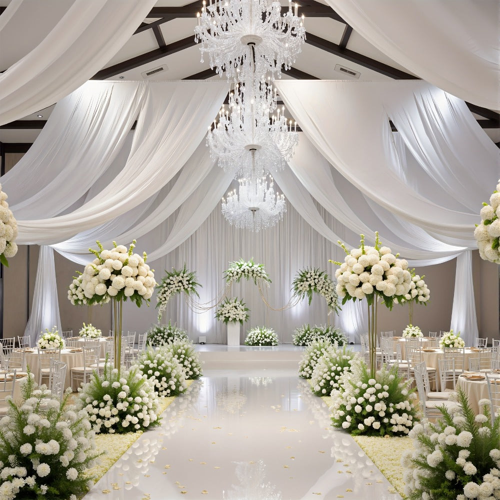 6-Pack Chiffon Ceiling Drapes for Wedding 63x118in – Sheer Polyester Backdrop Curtains with Rod Pockets for Wedding Arch, Party Stage