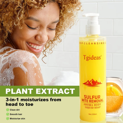 Sulfur Shampoo & Body Wash 2-in-1 Set – Scented Sulfur Soap Cleansing Liquid for Gentle Daily Scalp Purifying & Full Body Cleansing | Creamy
