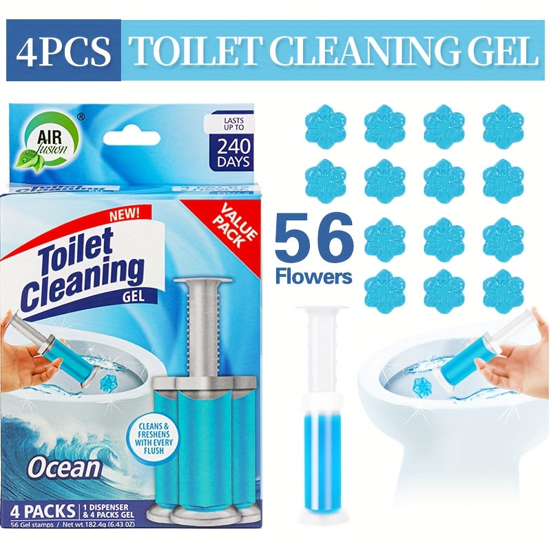 Toilet Cleaning Gel Stamp with Dispenser, Toilet Bowl Freshener & Cleaner Gel Stamps Scale & Toilet Ring