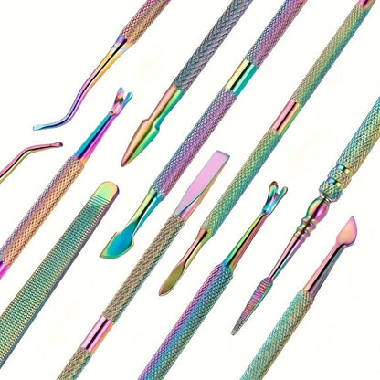 Nail Tech Kit 15pcs Professional Stainless Steel – Cuticle Nipper & Pusher Nail File Gel Polish Remover Complete Manicure Pedicure Tools