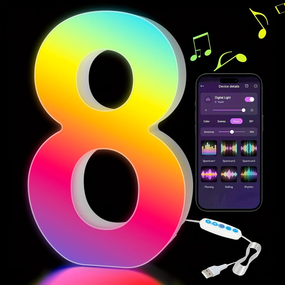 LED Letter Lights Music Sync – Colorful Flashing Marquee Alphabet Lights for Room Decor, Party, Bedroom, Festival & Camping