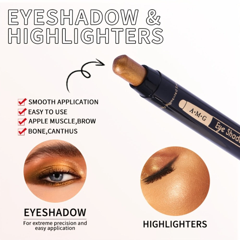 Waterproof Eyeshadow Pencil Set 6 Colors, Metallic & Matte Glitter Highlight Eyeliner Crayons, Smudge-Proof Eye Makeup