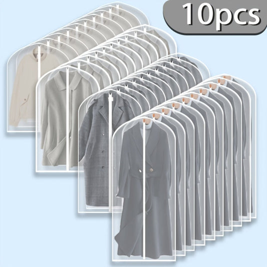 Garment Bags 10 Pack Waterproof Transparent – Hanging Clothes Storage Bags with Full Zipper for Wardrobe, Travel & Closet Organization