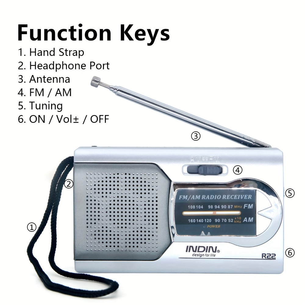 Portable AM FM Shortwave Radio with VFD Display, 21-Inch Antenna Long-Range Reception, AA Battery or DC Powered