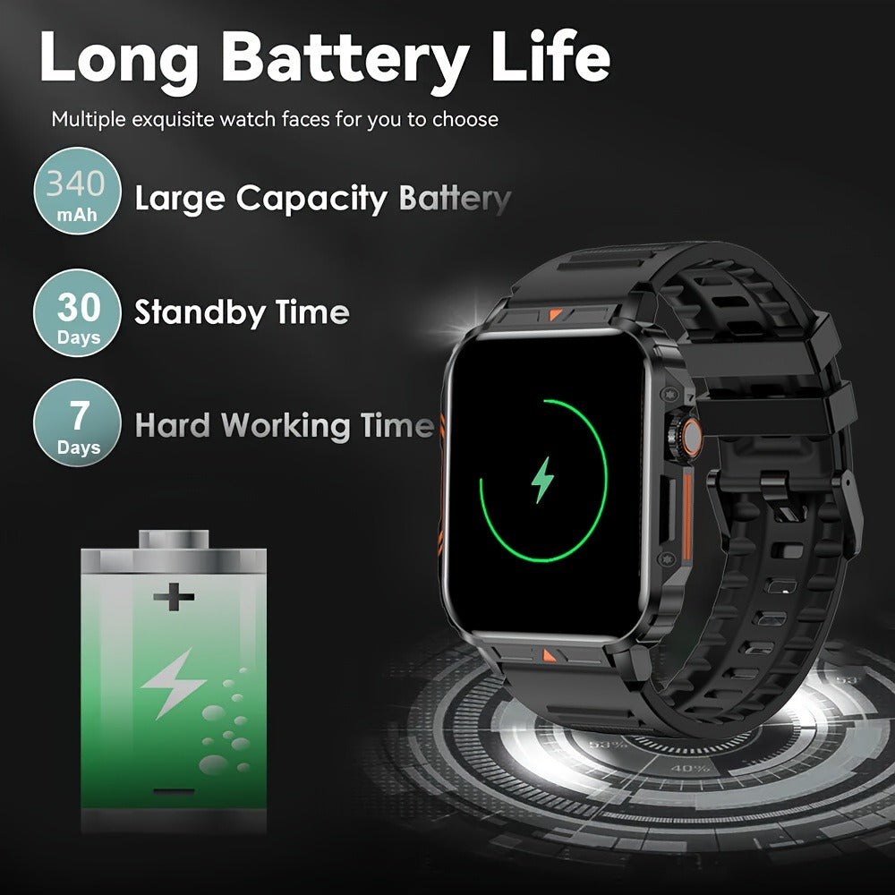 Smartwatch for Men with Bluetooth Calling SENBONO BT8959T5, 1.95" Large Display, 100+ Sport Modes, 340mAh Rechargeable Battery, Multiple
