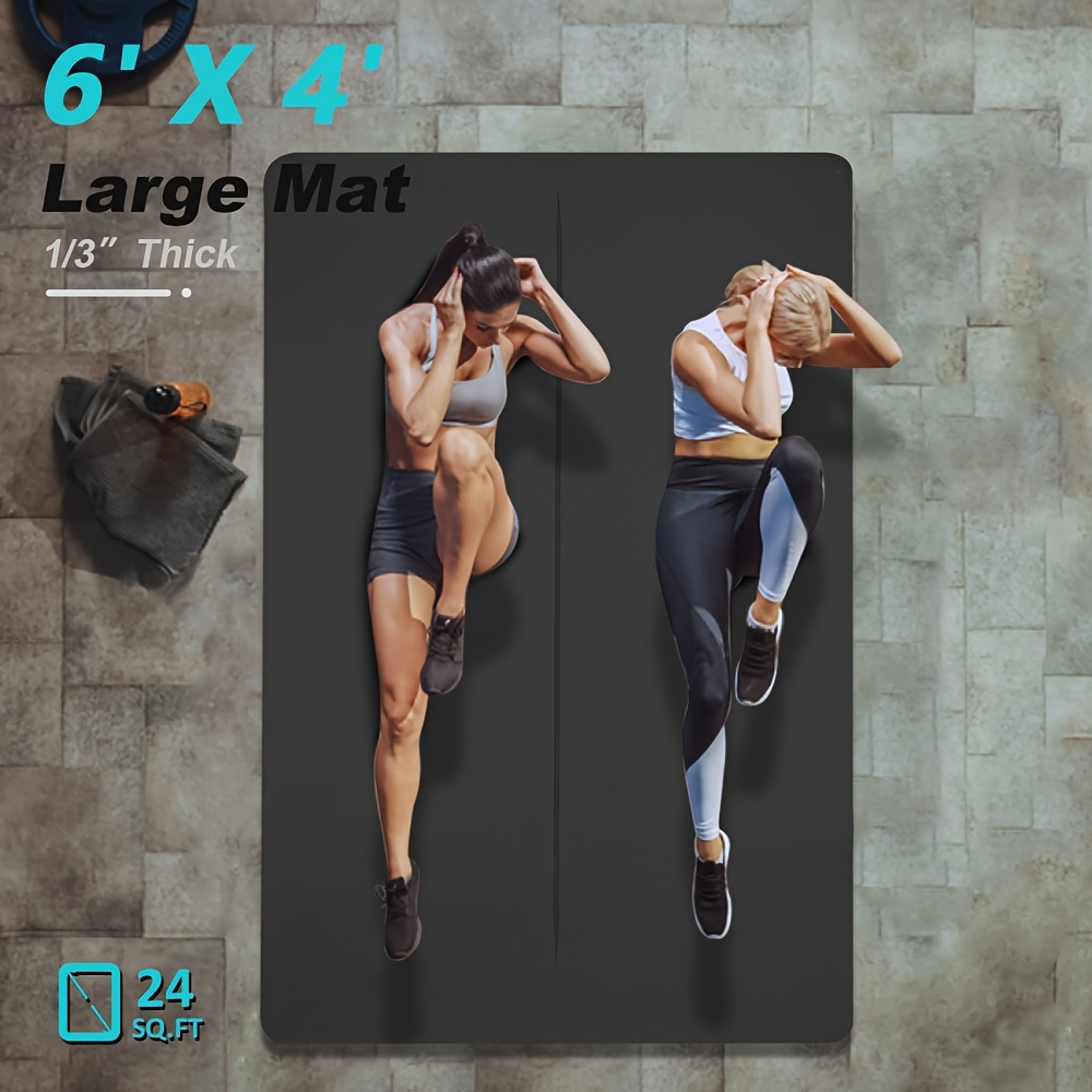 Thick TPE Exercise Gymnastics Mat 72"x48" – Extra Thick Non-Slip Surface for Yoga, Pilates, Home & Outdoor Fitness Training