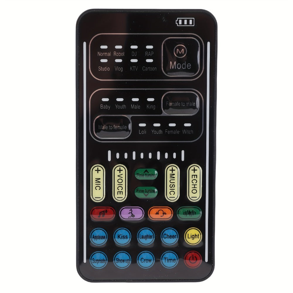 Voice Changer Sound Card with 8 Voice Effects & LED Lights, Portable Live Sound Board for PS4, PS5