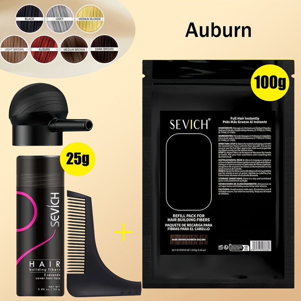 Hair Thickening Fibers Set 2-in-1 with Applicator Spray - Instant Volume & Fuller Look for Thinning Hair