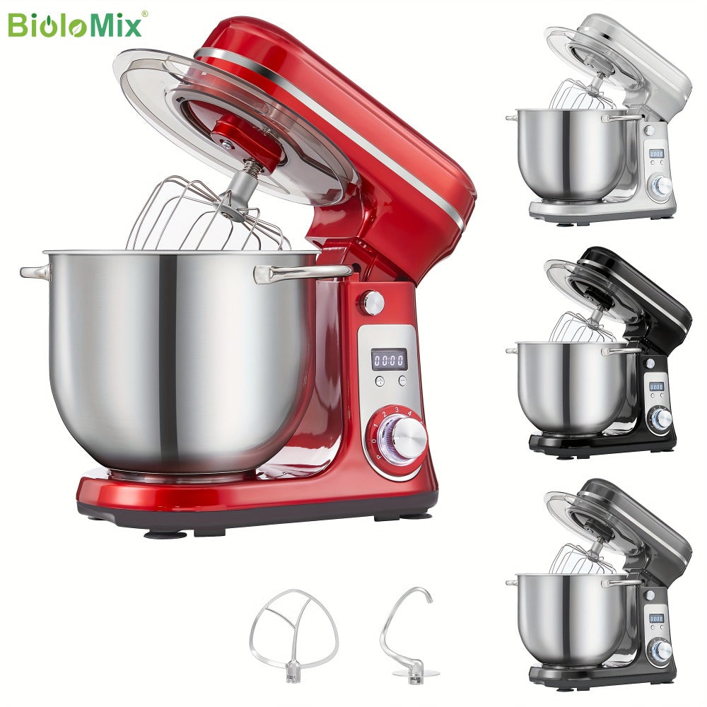 Stand Mixer 1200W 6L Stainless Steel Bowl - Kitchen Food Stand Mixer with Dough Hook, Whisk & Beater