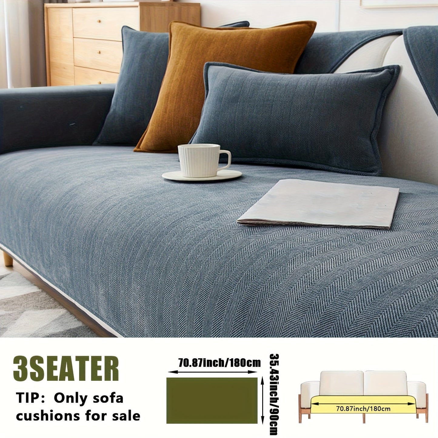 Sofa Cover Ribbed Chenille Stretch Panels for 1 to 4 Seats, Armrests or Cushions with Model-Specific Size and Color Options