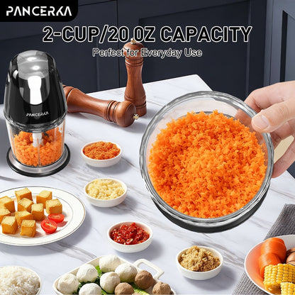 Electric Food Chopper Mini Food Processor, One-Touch 600ml Vegetable Chopper with 4 Stainless Steel Blades