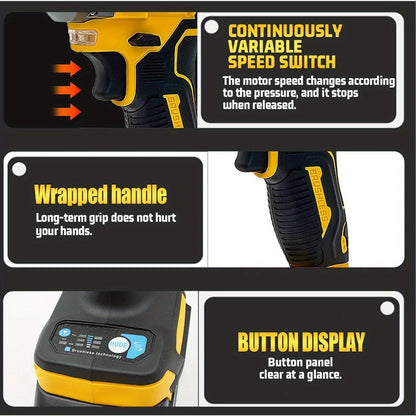Cordless Brushless Impact Wrench Set 21V, 1/2'' High Torque Impact Gun with 4000mAh Rechargeable Battery