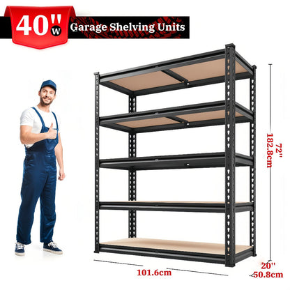 5-Tier Garage Shelving Unit with Adjustable Steel Shelves in Three Size and Capacity Options for Garage, Basement or Workshop