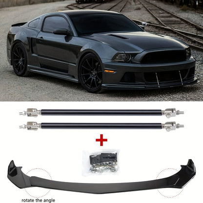 Front Bumper Lip Splitter Spoiler Kit with Strut Rods – Fits Ford Mustang 2000-2021, Dodge Challenger SRT Hellcat