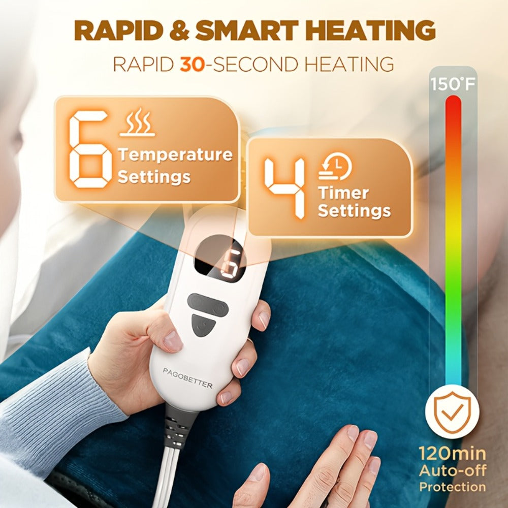 Heating Pad for Neck & Shoulders – 130W Graphene Weighted Electric Pad, 6 Heat Settings, 4 Timers, Auto Shut-Off, Machine Washable