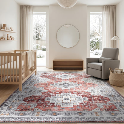 Area Rug 8x10 Floral, Forest and Geometric Print Collection with Six Machine-Washable Options