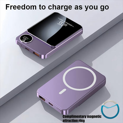 Power Bank Magnetic 5000mAh or 10000mAh with 15W Wireless Charging and LED Indicator in Three Colors