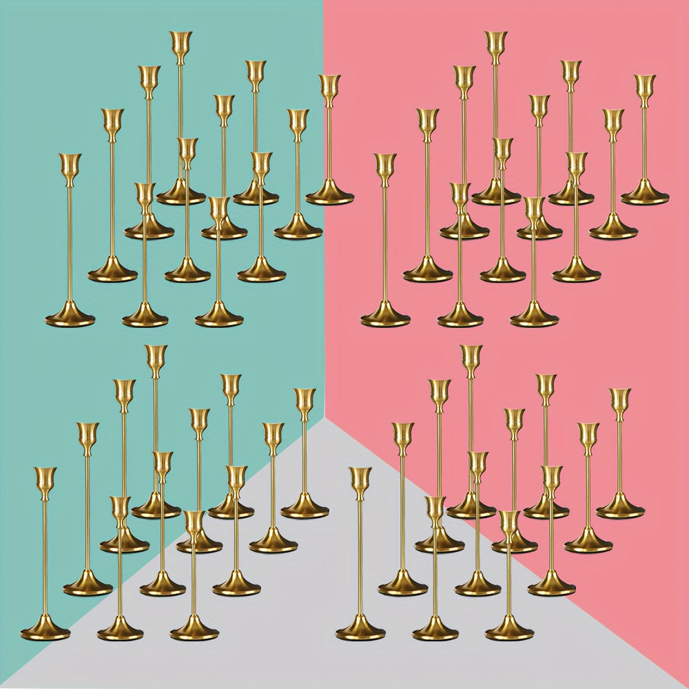 Copper Plated Candlestick Holders Bulk Set for Entryways, Bedrooms and Living Spaces, with the Listed Configuration