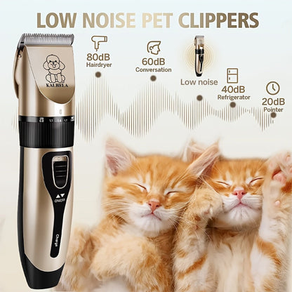 Pet Hair Clipper Kit, KALHELA USB-Rechargeable Trimmer with Ceramic Blade and Eight Color or Accessory Options