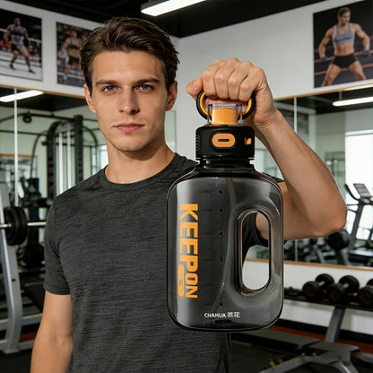 Large Sports Water Bottle with Straw Lid Handle 1500ml 2200ml Leak-Proof Lockable Food-Grade PP PC Hydration Bottle for Gym Fitness Hiking
