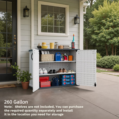 Resin Deck Box Lockable Outdoor Storage, for Garden, Patio and Yard Use, with the Listed Configuration
