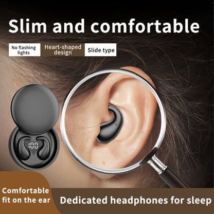 Heart-Shaped Bluetooth 5.4 Sleep Earbuds with Digital Charging Case in Black, White or Khaki