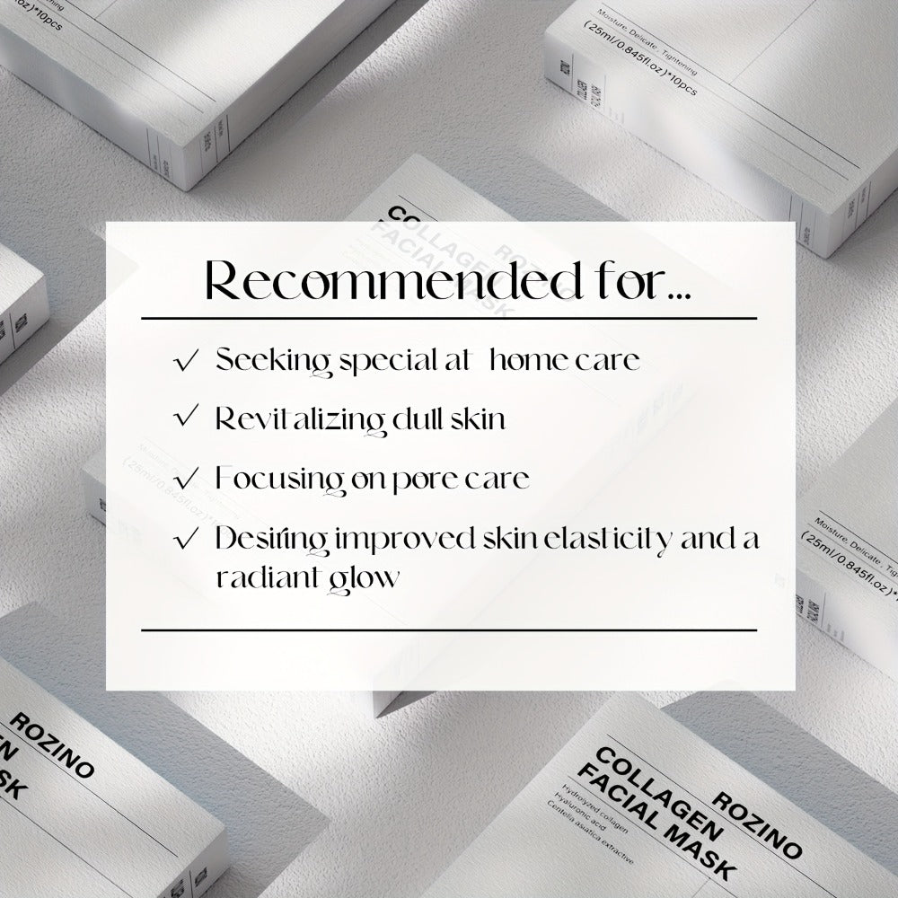 Bio-Collagen Hydrogel Sheet Mask Set 10 Pcs, Korean Beauty Face Mask with Aloe Vera, Intense Hydration