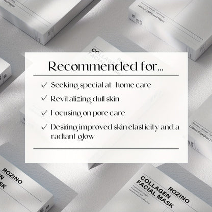 Bio-Collagen Hydrogel Sheet Mask Set 10 Pcs, Korean Beauty Face Mask with Aloe Vera, Intense Hydration