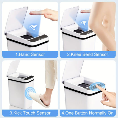 Motion Sensor Trash Can 2-Pack, 2.8 Gallon Touchless Slim Garbage Can with Auto Lid for an Everyday Personal Care Routine
