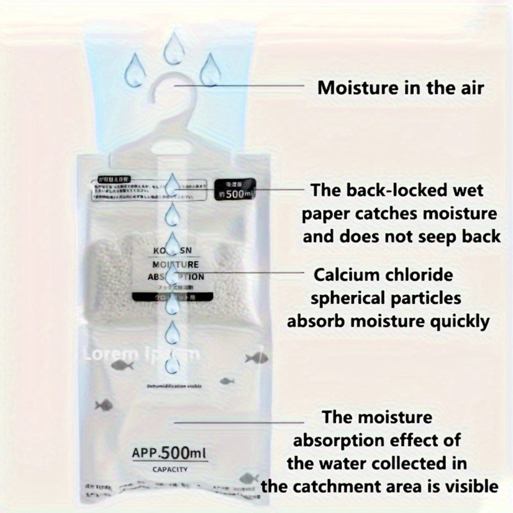 Hanging Moisture Absorber Bags 10-Pack, Dehumidifier Bags for Closet Wardrobe Bedroom Bathroom