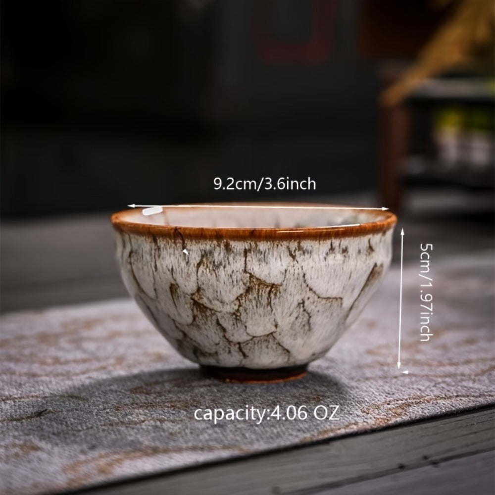 Kung Fu Tea Cups Set of 5 – Handmade Kiln-Fired Jianzhan Ceramic Teacups – Five-Element Design in 5 Colors with Gift Box
