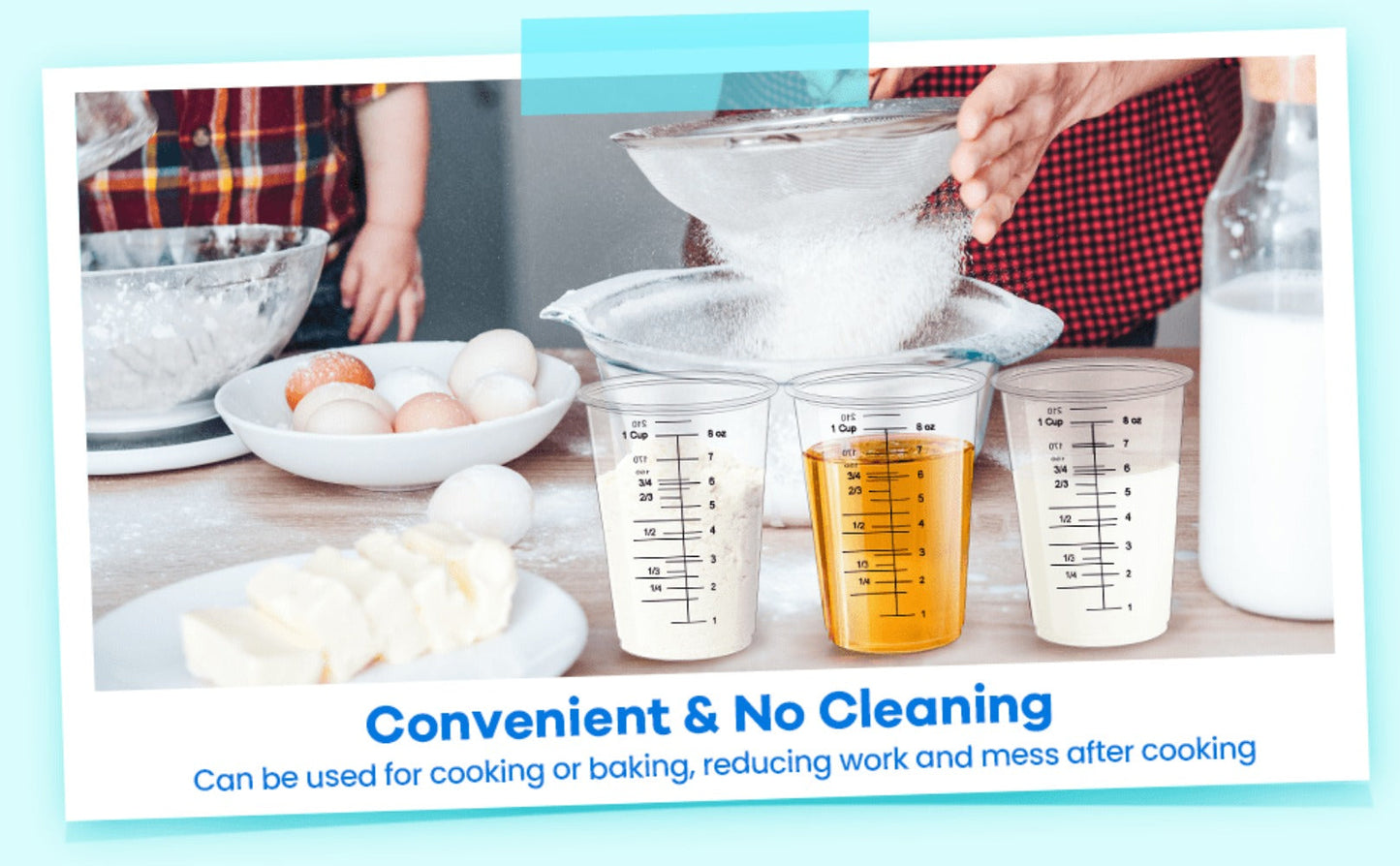 Plastic Measuring Cups with Wooden Sticks 100 Sets Clear Graduated Mixing Cups oz/ml/cc for Resin