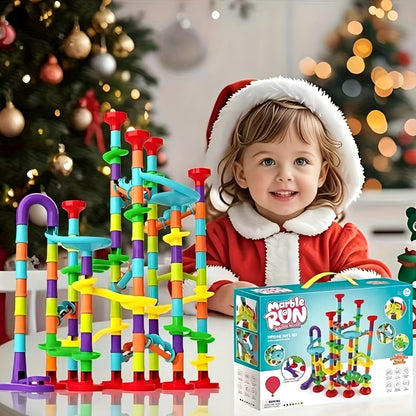 Marble Run Set Building Blocks for Kids 112/147pcs with Glass Marbles with the Listed Color, Size or Set Options for Everyday Use