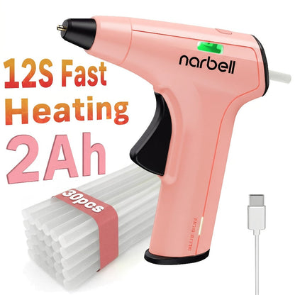 Cordless Hot Glue Gun Fast Heating USB Rechargeable 2000mAh, 12-Second Heat-Up, Anti-Drip Nozzle